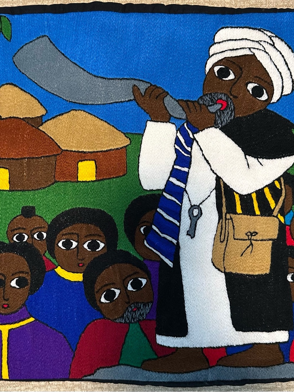 Ethiopian Jewish Embroidered Pillow Cover